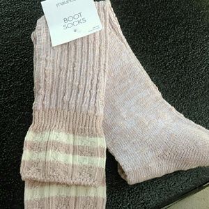 NWT Maurices boot socks Pink/cream colored